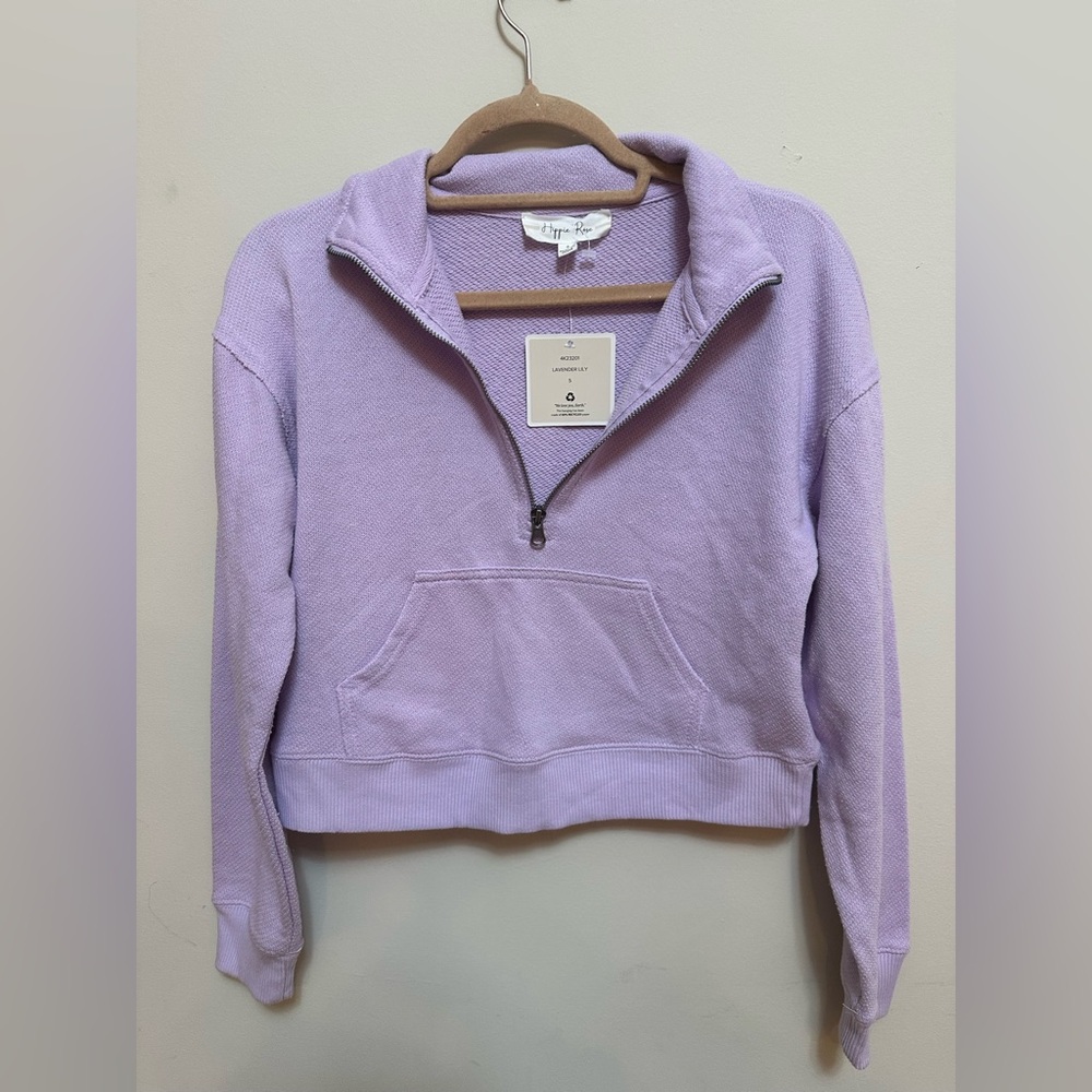 Hippie Rose Lavender Lilac Half Zip Sweater Pullover Small NWT